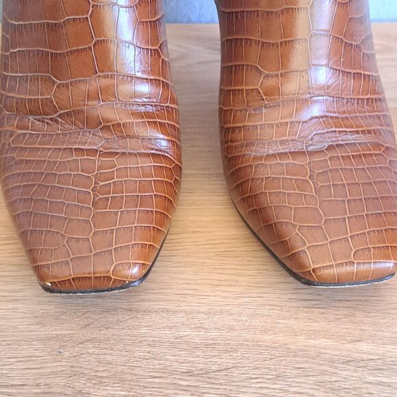 Jimmy Choo Minori 85 Cuoio Brown Embossed Leather Boots Women’s 40 US 10 - Picture 4 of 16